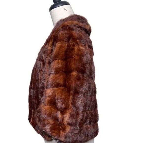 Rare Vintage Circa 1940-1950 Auburn Chestnut Mink Fur Wrap Cape Bridal Stole - Picture 7 of 11